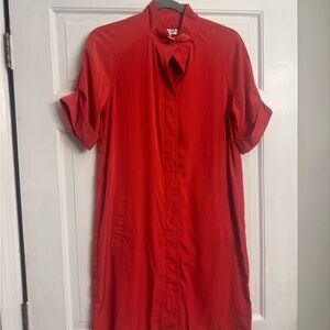 Evan Picone Vibrant Orange/Red Dress with Buckle Detail